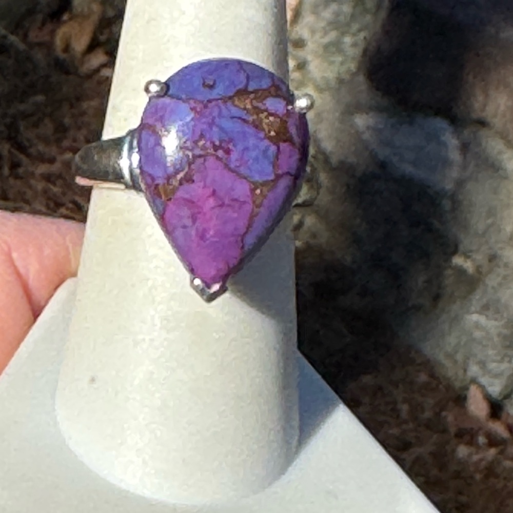 925 Purple Copper Turquoise Ring - image 2